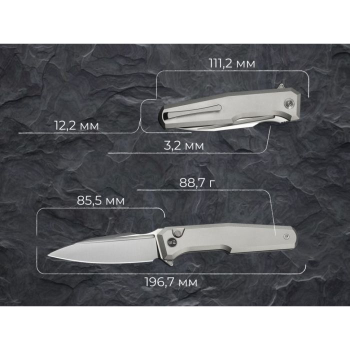 Ніж складаний туристичний Weknife Dressytak (8.6 см) Bohler M390 / Titanium сірий