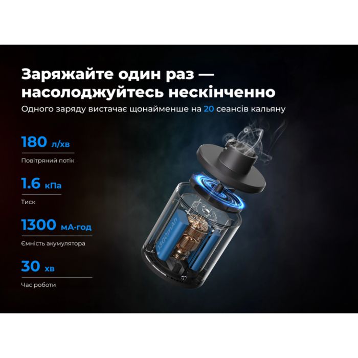 Розкурювач для кальяну Flextail Hookah Pump, чорний