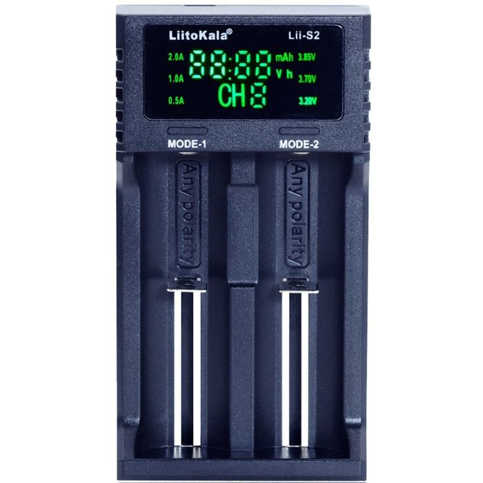 Зарядний пристрій Liitokala Lii-S2, 2 канала, Ni-Mh/Li-ion/LiFePo4, USB, LCD, Box