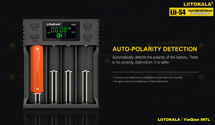 Зарядний пристрій Liitokala Lii-S4, 4 канала, Ni-Mh/Li-ion/LiFePo4, USB, LCD, Box