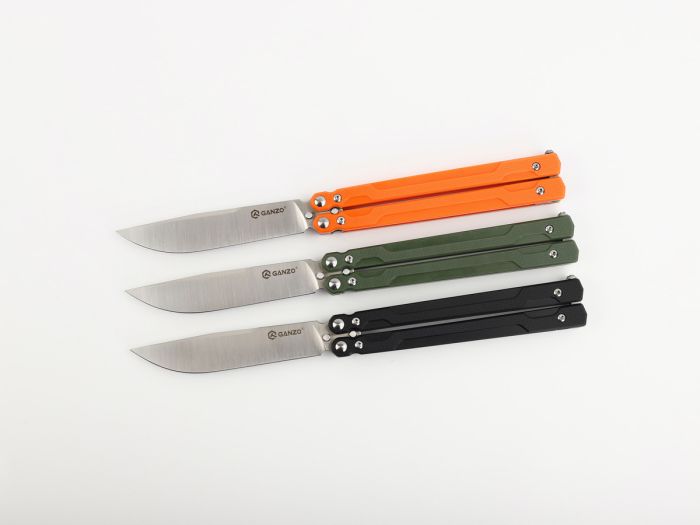 Нiж метелик (балiсонг) Ganzo G766 (8.9 см) 440С / G10 зелений