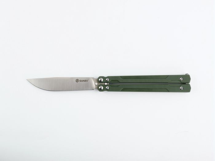 Нiж метелик (балiсонг) Ganzo G766 (8.9 см) 440С / G10 зелений