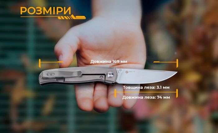 Ніж складаний кишеньковий Ruike M661-TZ, (7.4 см) steel 154СМ / G10 чорний