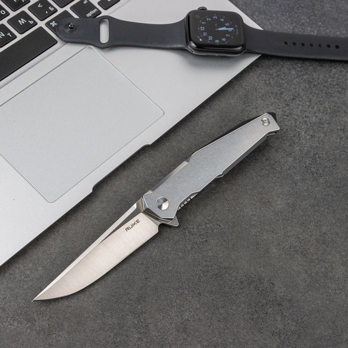 Ніж складаний туристичний Ruike P108-SF, (8.8 см) 14C28N / 3cr14n сірий