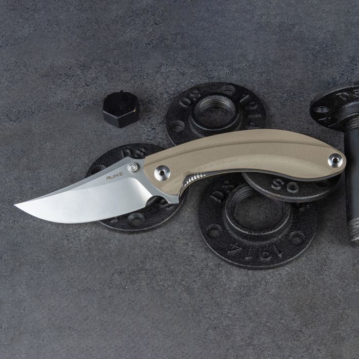 Ніж складаний туристичний Ruike P155-W, (9 см) 14C28N / G10 пісочний