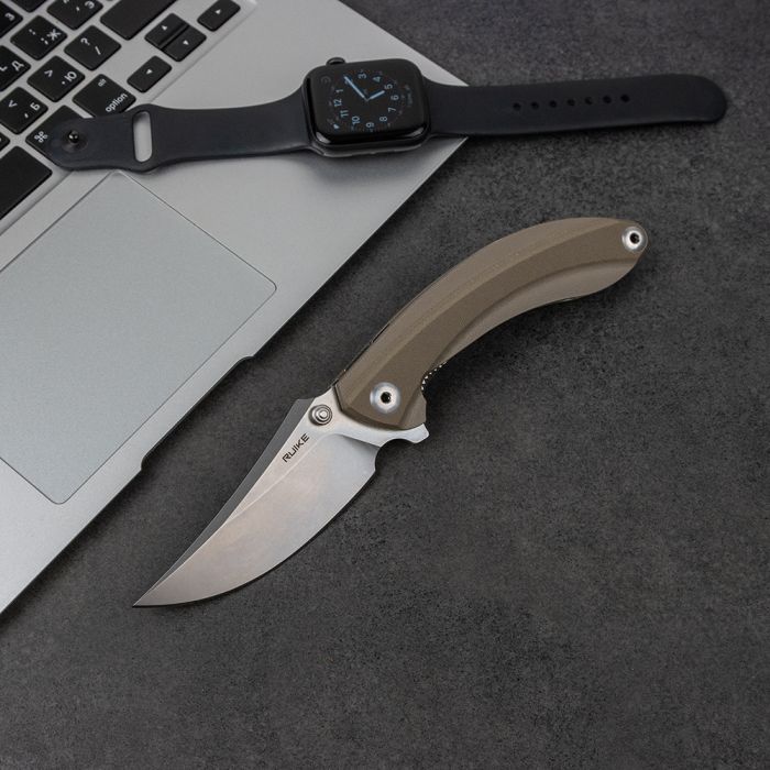 Ніж складаний туристичний Ruike P155-W, (9 см) 14C28N / G10 пісочний