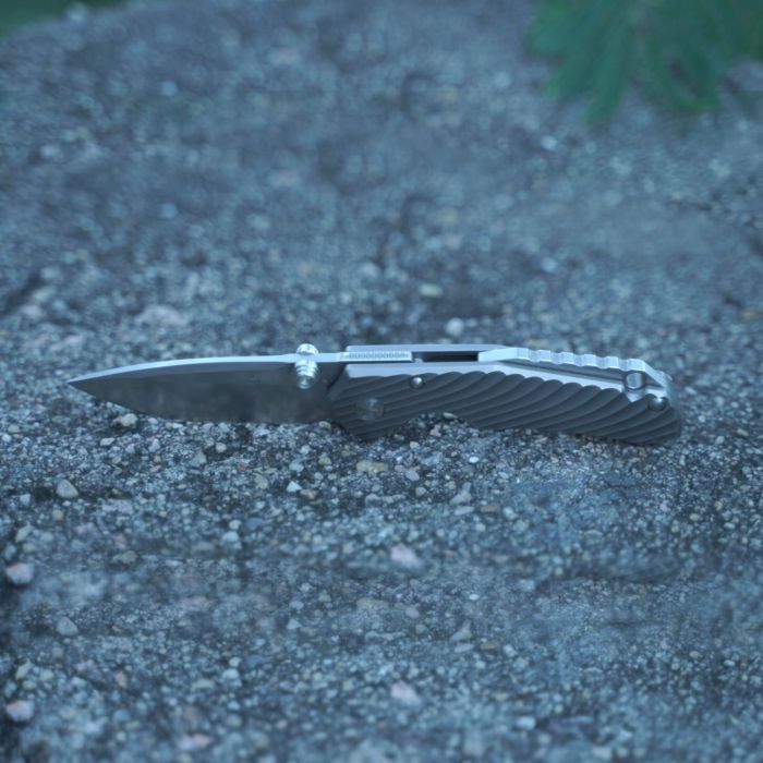 Ніж складаний кишеньковий Ruike M671-TZ, (7 см) steel 154СМ / TC4 (титан) сірий