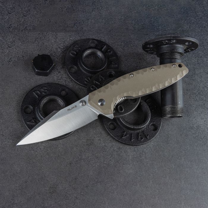 Ніж складаний туристичний Ruike P843-W, (9 см) 12C27 / G10 помаранчевий 