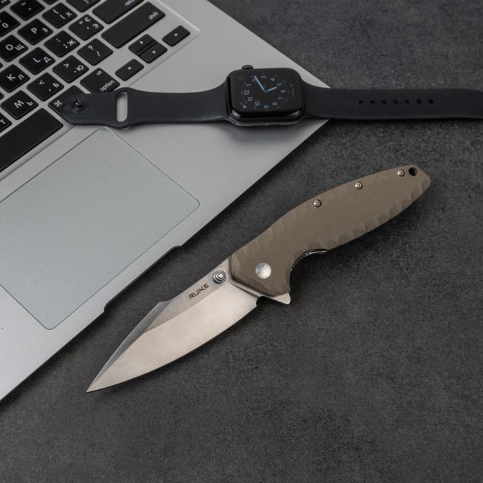 Ніж складаний туристичний Ruike P843-W, (9 см) 12C27 / G10 помаранчевий 