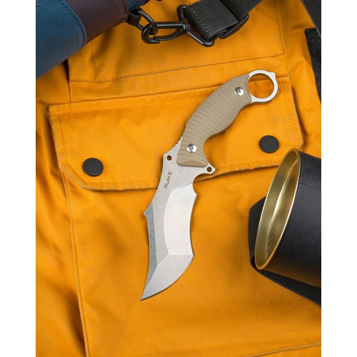 Ніж фіксований мисливський Ruike F181-W, (11.5 см) 14C28N / G10 пісочний
