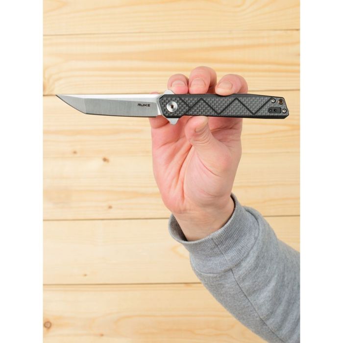 Ніж складаний туристичний Ruike P127-CB, (9.1 см) 14C28N / G10 + carbon fiber чорний